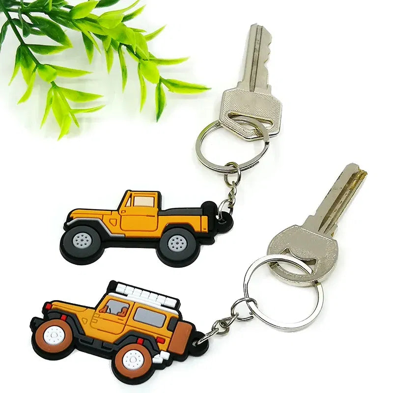 Color: black - 1PCS PVC Key Ring 6 Colors of Car Shape Keychain charms Colorful Key Chain Key Holder Fit Little Boy Gift Kids Toys