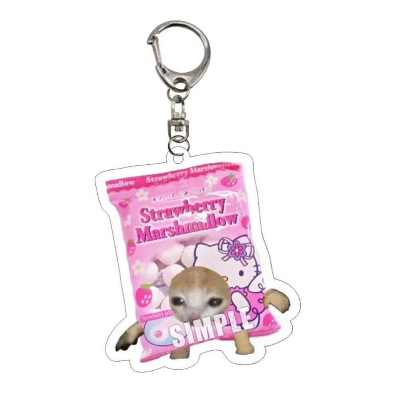 Color: Brown - Banana Cat Keychain for Students Funny Pendant Lanyard Decorations Cat Charm Phone Chain Anti-lost Strap Decors