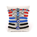 Metal Color: Dark green - Prayer Turkish Hand Palm Evil Eye Braided Bracelet Blue Black Color Nylon Thread Lucky Couple Bracelet&Bangles Jewelry Men Women