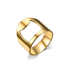 Main Stone Color: black, Ring Size: 10 - VIVILADY Titanium Stainless Steel Creative Bottle Opener Ring Jewelry For Unisex Punk Simple Fashion Party Bar Gift Wholesale