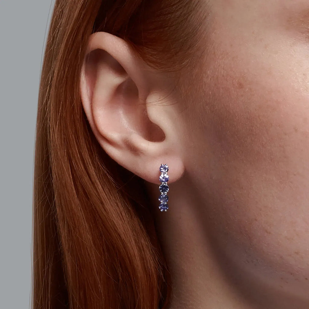 2MM Tanzanite 925 Sterling Silver Earring Cubic Custom Fashion Jewelry