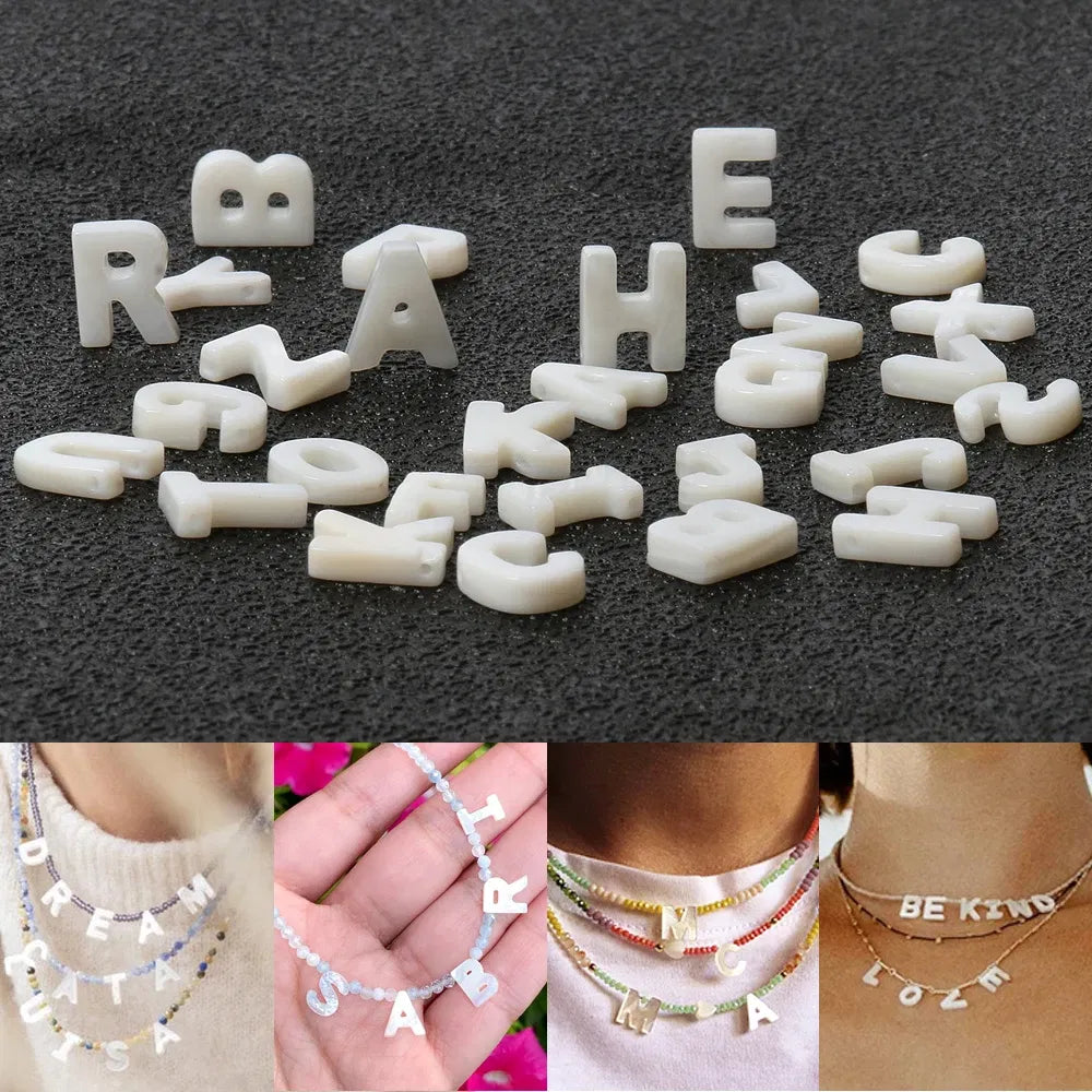Color: Dark Red - Trend DIY Handmade Vertical Capital Letter Pendant Beads Jewelry Making Accessories Necklace Bracelet Letras Materiales