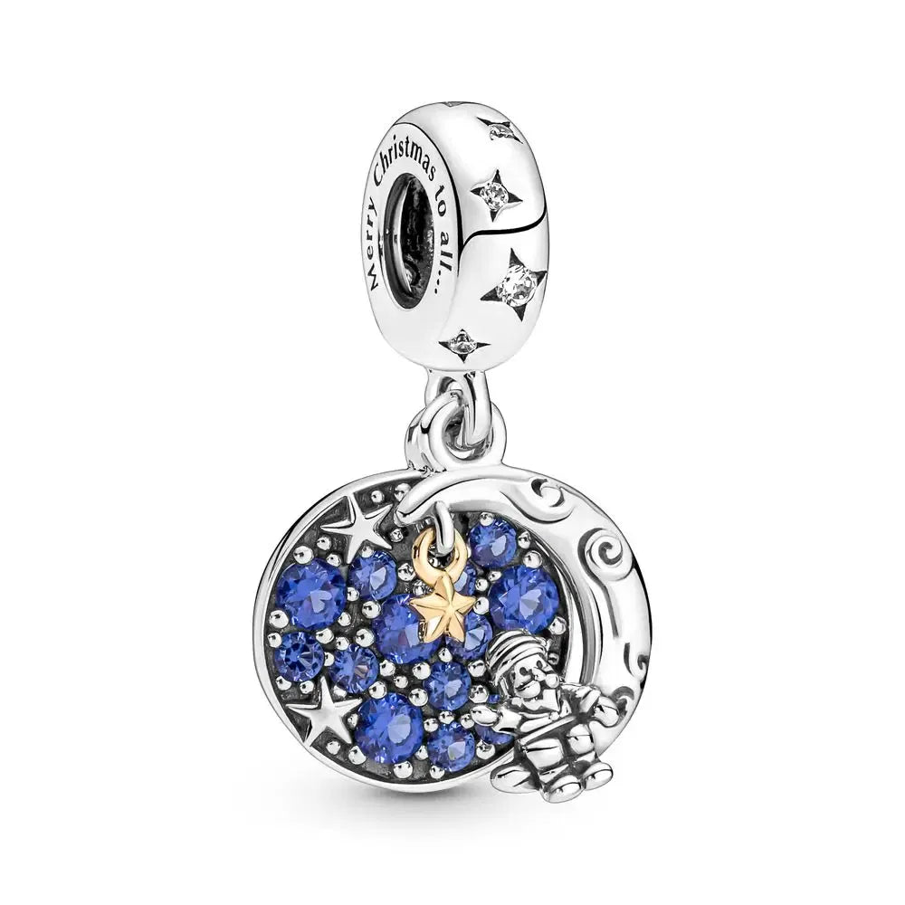 Gem Color: Ochre - Pure Silver 925 Christmas Charm Fit DIY Pandora Bracelet Christmas Gift