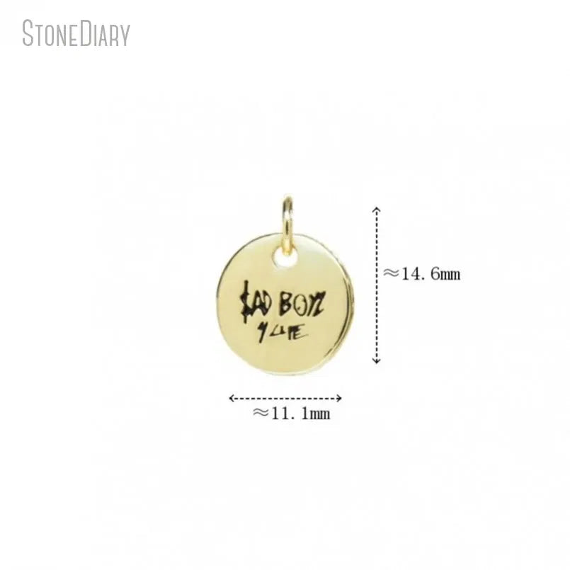 Metal color: Antique Bronze Plated - 10Pcs Letter Sadboyz or Sadgirls Black Enamel  Copper Gold Color Pendant Charms for Jewelry Making