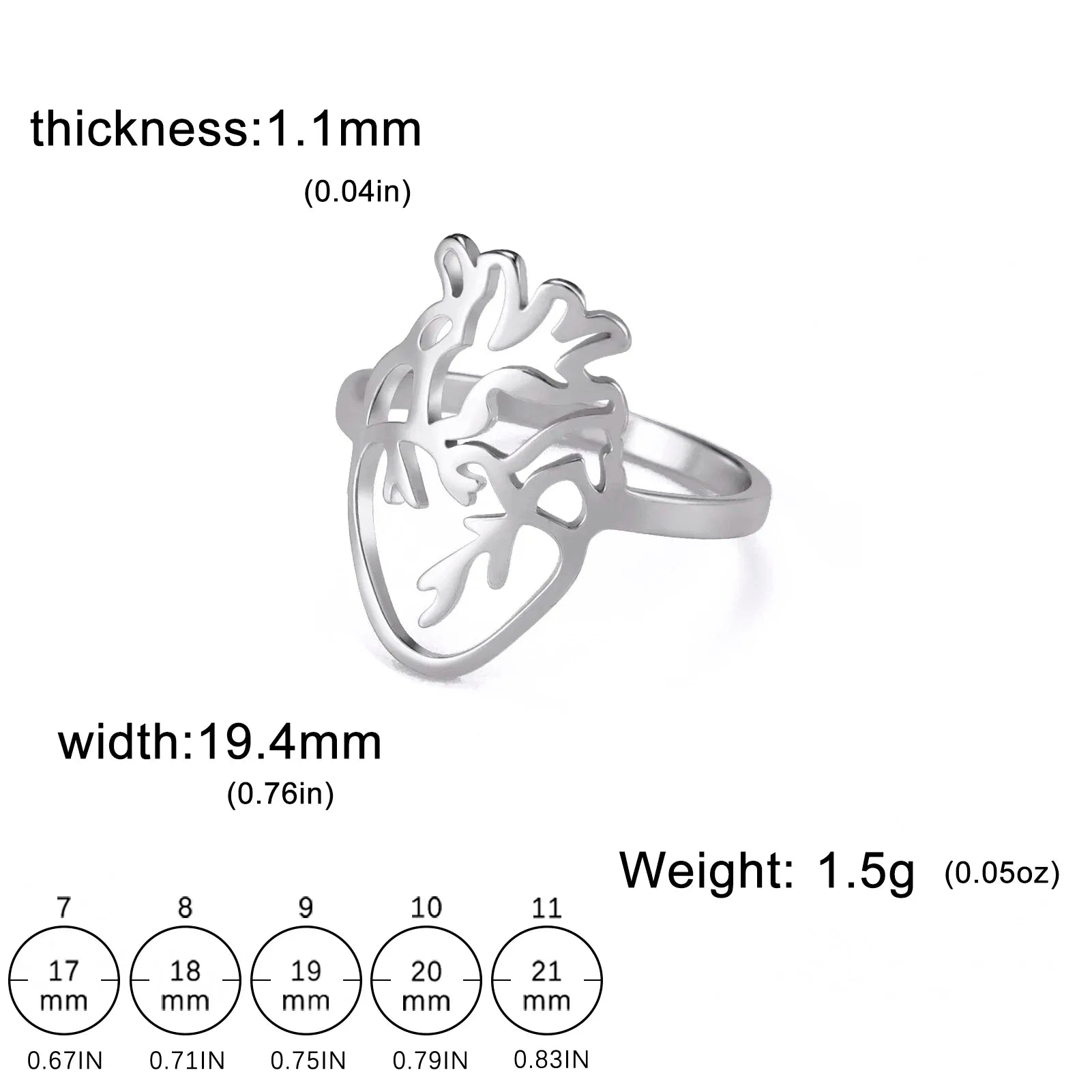 Main Stone Color: Silver, Ring Size: 7 - Skyrim Hollow Anatomical Heart Ring Women Stainless Steel Gold Color Finger Rings Fashion Medical Biology Jewelry Gift for Lover
