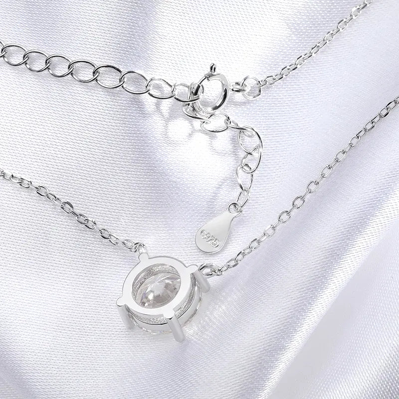 Gem Color: WHITE, Metal Color: Pure Gold Color - Smyoue White Gold Plated 1-10CT Moissanite Necklace for Women Classic Four Claws Pendant Wedding Jewelry 925 Sterling Silver GRA