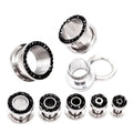 Metal color: Antique Copper Plated, Main Stone Color: Silver - 2pc Steel Multicolour Crystal Ear Plug Flesh Tunnel 8g ( 3mm ) - 1" ( 25mm ) Gauge Expander Stretcher Screw Fit