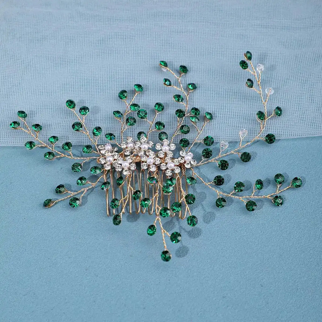 Metal color: Rhodium Plated - Luxury Rhinestone Hair Comb Clip Pin Headband Tiara For Women Party Prom Bridal Wedding Hair Accessories Jewelry Comb Clip Tiara