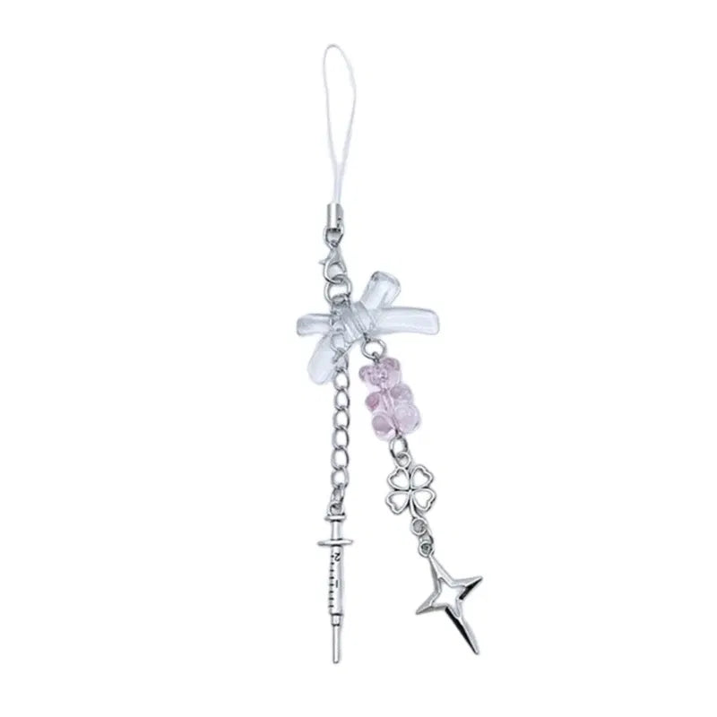 Color: ROYAL BLUE - Goth Y2K Phone Charm Pendant Kawaii-Key Chain For Bag Cute Accessory Women Guitar Strap Lanyard Beaded Keychain Pendant