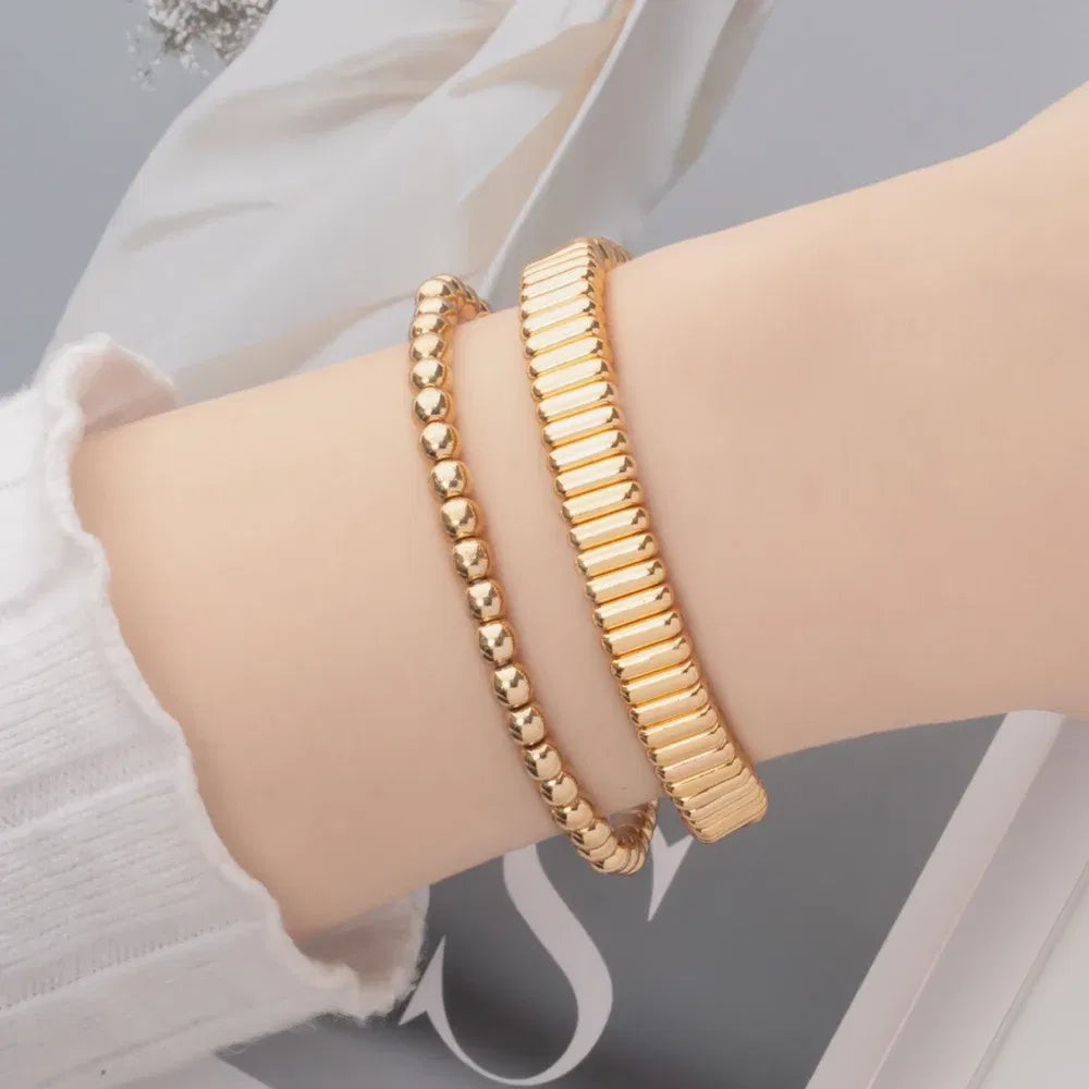 Metal Color: dark green, Ships From: CHINA - Wholesale Gold Silver Color Elastic Bracelets Handmade Letter Charms Bracelets For Women 2X8MM Beads Bracelets Bohemain Jewelry