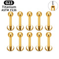 Metal color: Gold-color, Ships From: CHINA, Main Stone Color: Pink - 10PCS ASTM F136 G23 Titanium Piercing Labret Lip Ring Stud Earring CZ Ear Tragus Cartilage Helix Daith Pierc Jewelry 16/18/20g