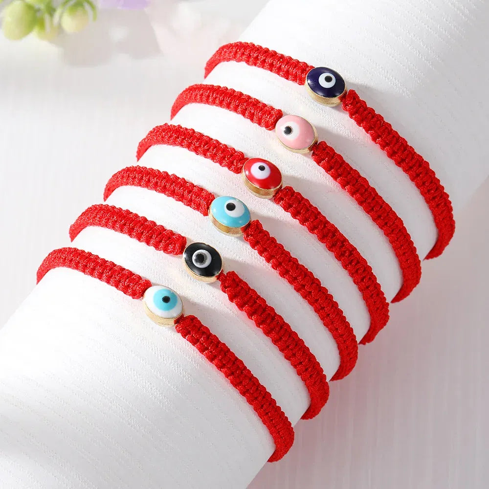 Metal Color: Dark green - Prayer Turkish Hand Palm Evil Eye Braided Bracelet Blue Black Color Nylon Thread Lucky Couple Bracelet&Bangles Jewelry Men Women
