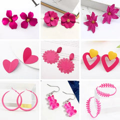 Metal Color: REDDISH BROWN - 2024 New Rose Red Flower Hanging Earrings for Women Love Heart Blooming Florals Cute Lovely Female Ear Jewelry brincos new