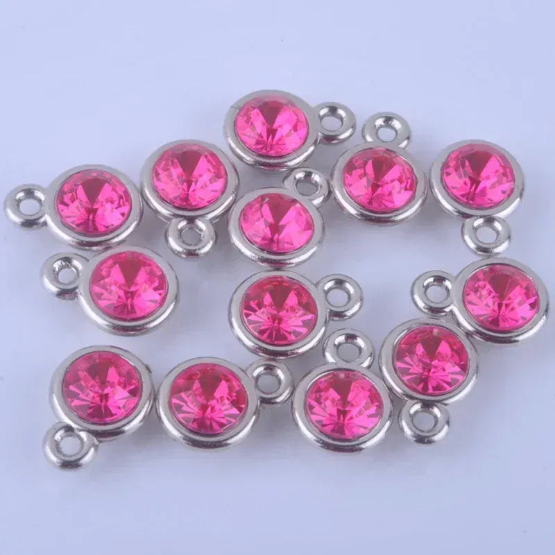 Metal color: Light Yellow Gold Color - 150pcs/lot mixed Birthstone charms 11mm Acrylic for DIY jewelry