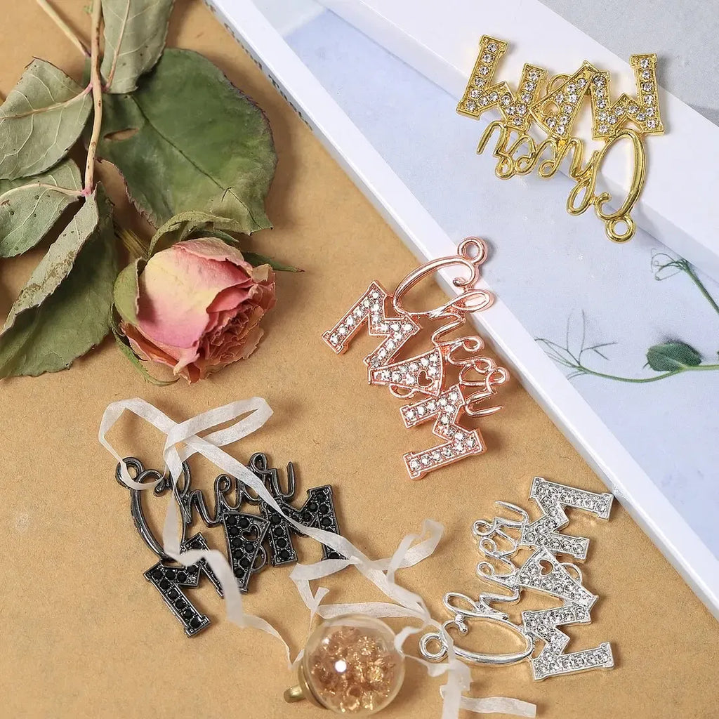 Metal color: SILVER PLATED, Ships From: CHINA - 10pcs Cheer MAM Rhinestone Letter Charms for DIY Bracelet Bangle Making LTC0407-LTC0410