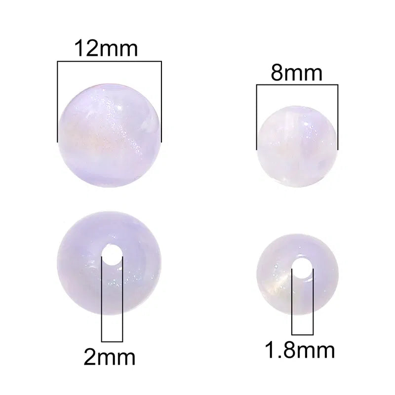 Color: PURPLE, Ships From: CN - 20/50pcs 8/12mm Acrylic Round Pearl Luster Beads for Earring Necklace Keychain DIY Jewelry Making
