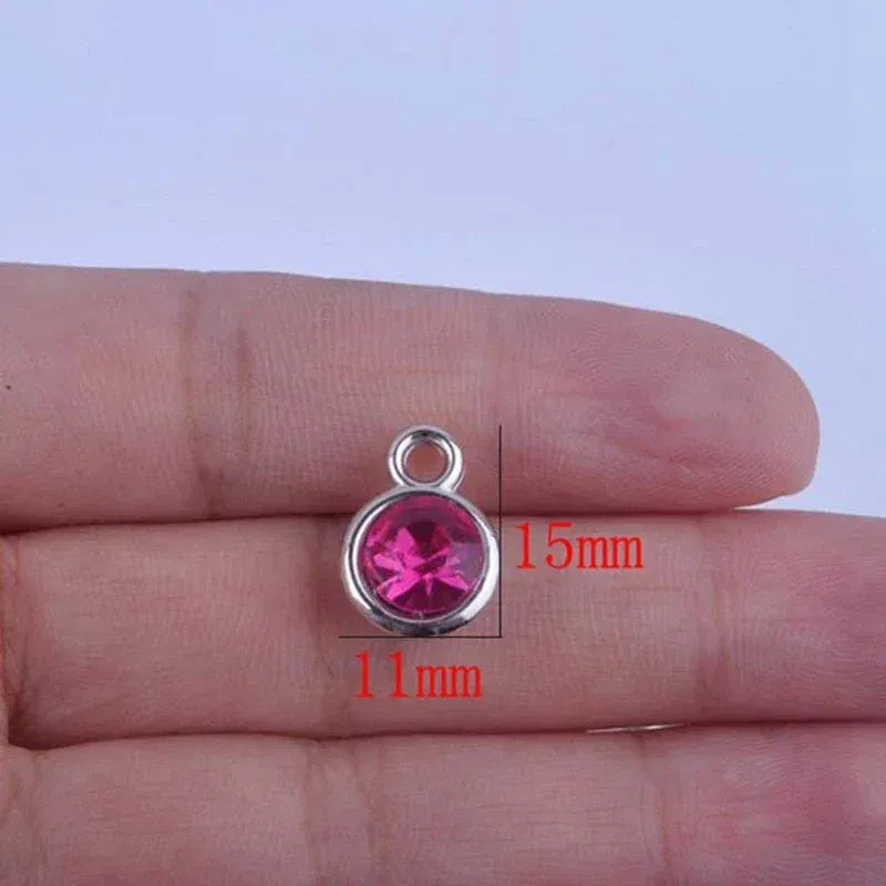 Metal color: Light Yellow Gold Color - 150pcs/lot mixed Birthstone charms 11mm Acrylic for DIY jewelry