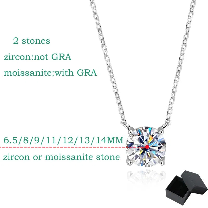 Gem Color: WHITE, Metal Color: Pure Gold Color - Smyoue White Gold Plated 1-10CT Moissanite Necklace for Women Classic Four Claws Pendant Wedding Jewelry 925 Sterling Silver GRA