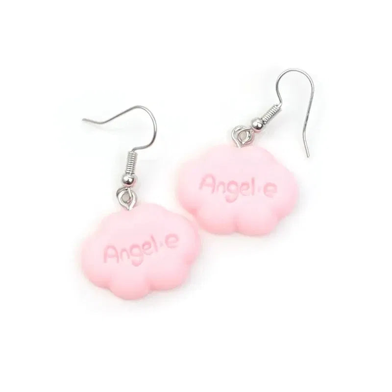 Metal Color: Blue Zinc - Ultra-Low New Fashion Cute White Cloud Stud Earrings Delicate Mushroom Clouds for Women Girls Ear Jewelry Wholesale Gifts Bear