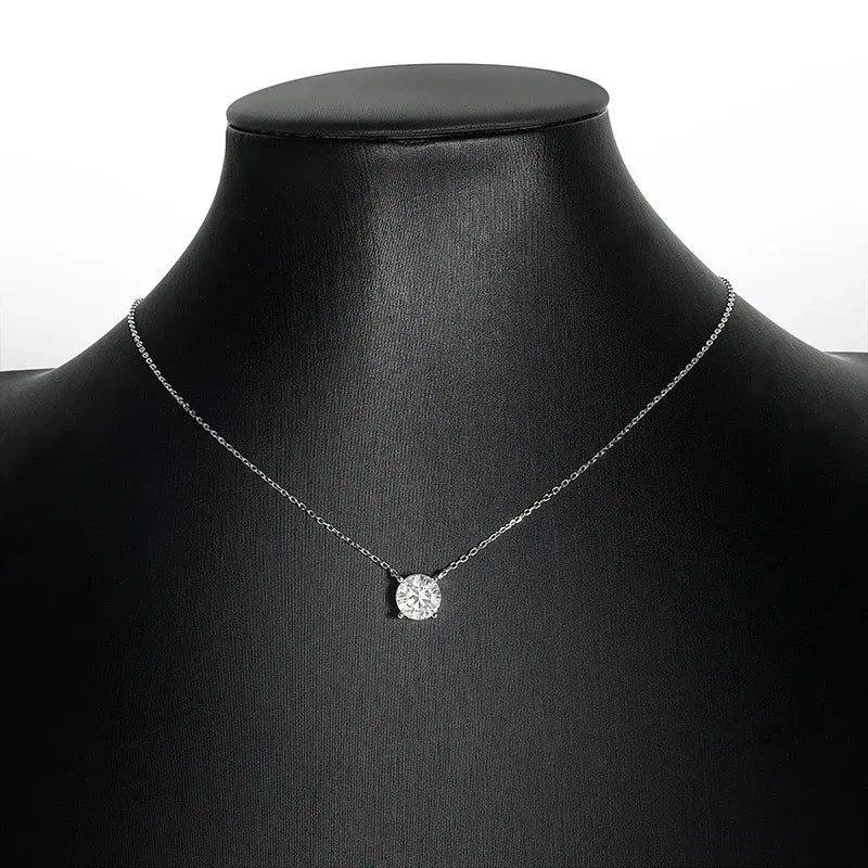 Gem Color: WHITE, Metal Color: Pure Gold Color - Smyoue White Gold Plated 1-10CT Moissanite Necklace for Women Classic Four Claws Pendant Wedding Jewelry 925 Sterling Silver GRA