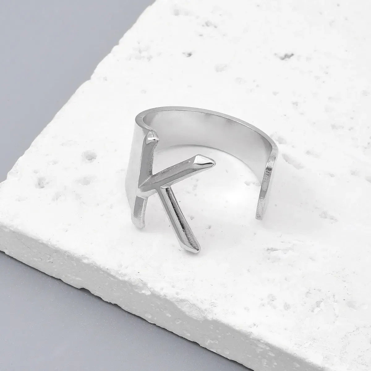 Metal Color: pink, Ring Size: resizable - LAViXMIA Alphabet A-Z Letter Never Fade Stainless Steel Rings Women Jewelry Fashion Initial Ring Adjustable Size Birthday Gifts