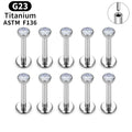 Metal color: Rhodium Plated, Ships From: CHINA, Main Stone Color: black - 10PCS ASTM F136 G23 Titanium Piercing Labret Lip Ring Stud Earring CZ Ear Tragus Cartilage Helix Daith Pierc Jewelry 16/18/20g
