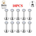 Metal color: ROSE GOLD COLOR, Ships From: CHINA, Main Stone Color: black - 10PCS G23 Titanium Labret Piercing Lip Ring 16G F136 Internal Thread Nose Stud Earring Tragus Helix Cartilage Piercing Jewelry