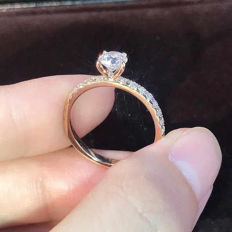 Main Stone Color: WHITE, Ring Size: 10 - Huitan Classic 4 Claws Design Round Zirconia Women Wedding Engagement Rings 3 Colors Available Low-key Bridal Jewelry Hot Sale