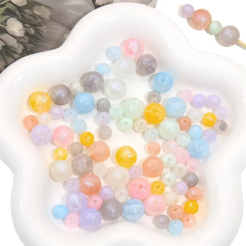 Color: PURPLE, Ships From: CN - 20/50pcs 8/12mm Acrylic Round Pearl Luster Beads for Earring Necklace Keychain DIY Jewelry Making