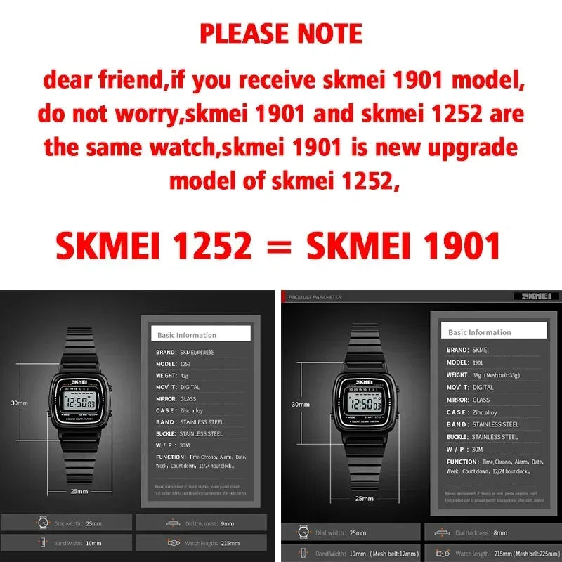 Color: Coffee, Ships From: CHINA - SKMEI1901 Women Top brands Luxury 3Bar Waterproof Ladies Watches Small Dial Digital Watch Relogio Feminino  Fashion Sport Watch