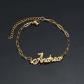 Metal Color: Vermeil, Length: 17.5cm, Main Stone Color: Gold - Atoztide Personalized Custom Name Bracelet for Women Men Stainless Steel 10mm Cuban Chain Nameplate Handmade Bangle Jewelry Gift