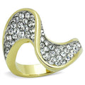 TK1549 - Two-Tone IP Gold (Ion Plating) Stainless Steel Ring with Top Grade Crystal  in Clear