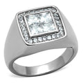 TK1608 - High polished (no plating) Stainless Steel Ring with AAA Grade CZ  in Clear