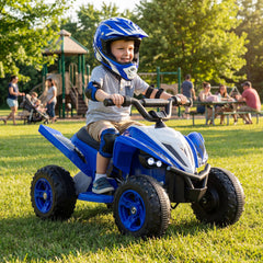 دراجة أطفال كهربائية 12 فولت ATV بأربع عجلات مع أضواء LED وسرعة قصوى 7 ميل/ساعة - كحلي - اللون: كحلي