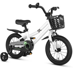 14 Inch Kids Bike White with Blue Helmet Protective Set