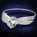 TS264 - Rhodium 925 Sterling Silver Ring with AAA Grade CZ  in Clear