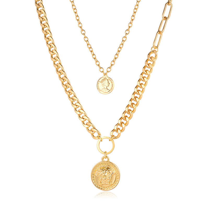 Multi-layered Wear Net Red Stainless Steel Sweater Chain