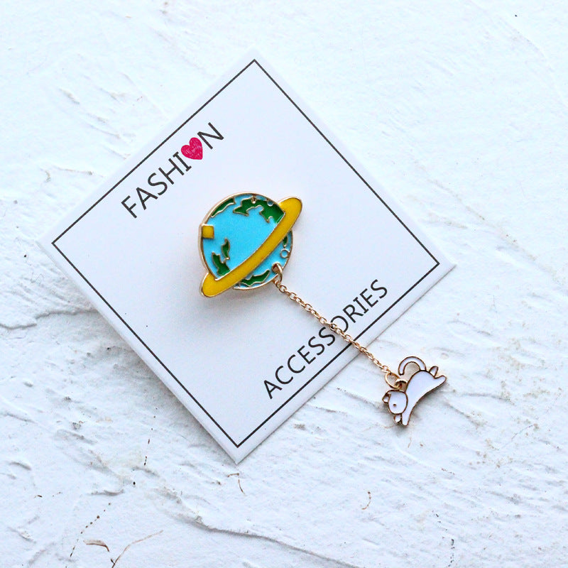 Planet Chain Decoration Brooch Female Cute Cartoon Student Bag Accessories