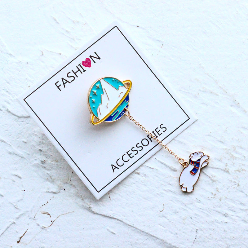 Planet Chain Decoration Brooch Female Cute Cartoon Student Bag Accessories