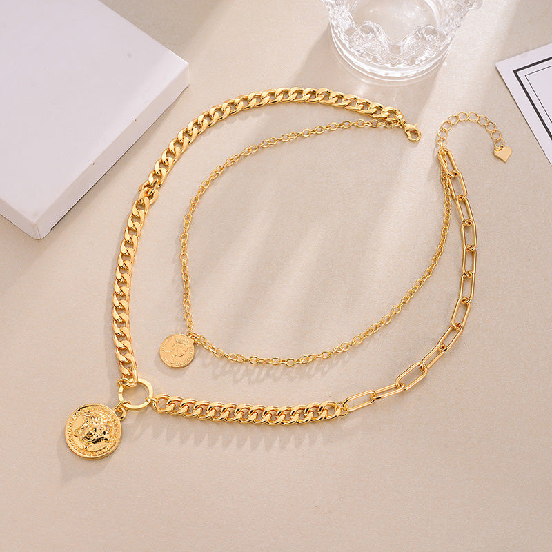 Multi-layered Wear Net Red Stainless Steel Sweater Chain