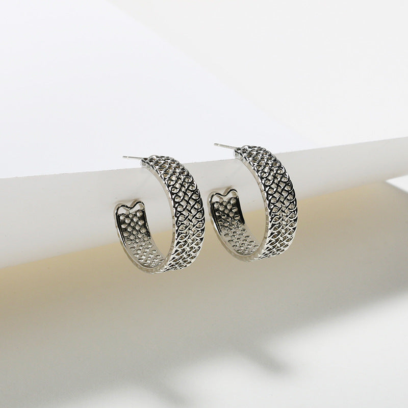 Korean New Geometric C-shaped Earrings Women Gold And Silver Simple Hollow