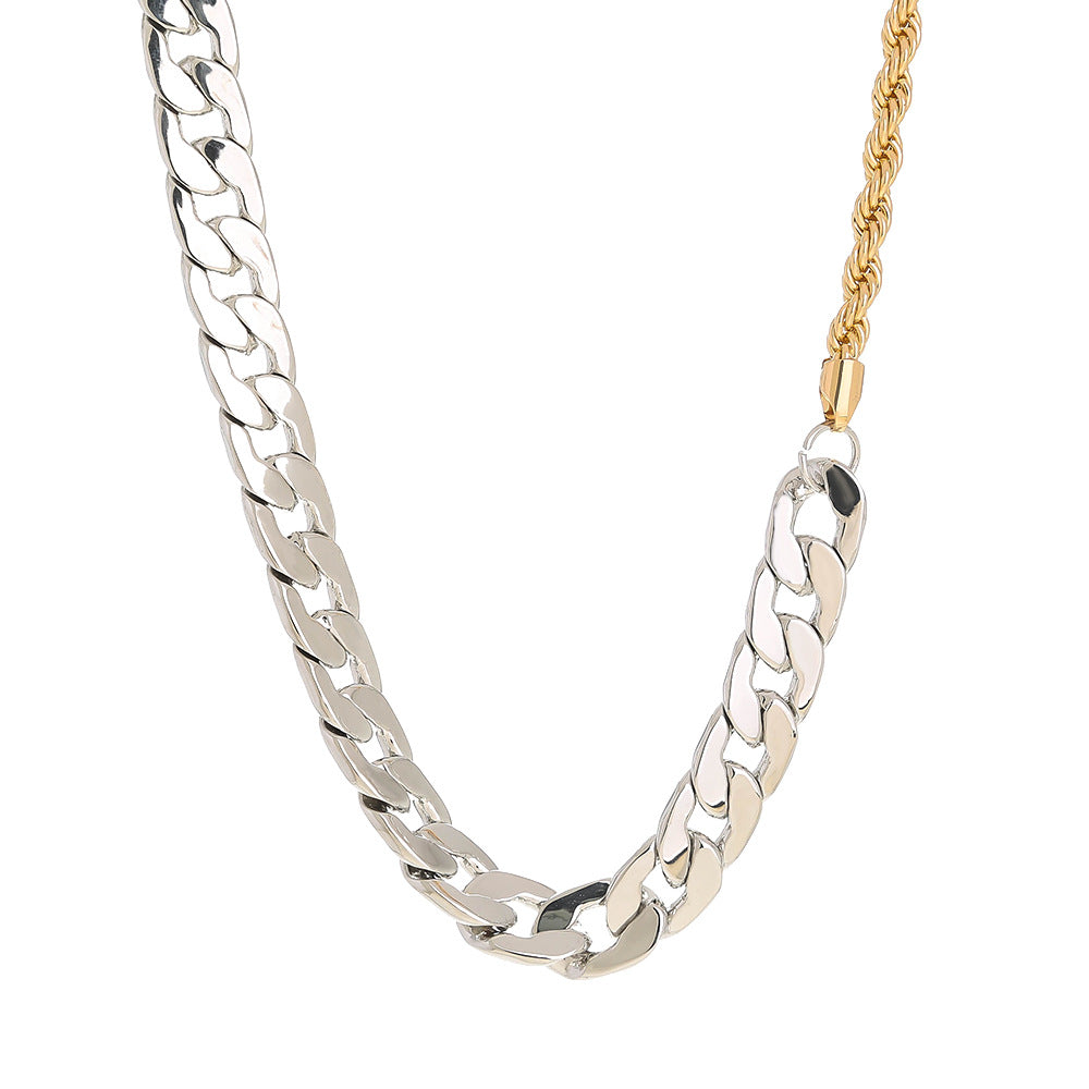 Hip-hop Street Thick Chain Stitching Cuban Chain OT Buckle Necklace