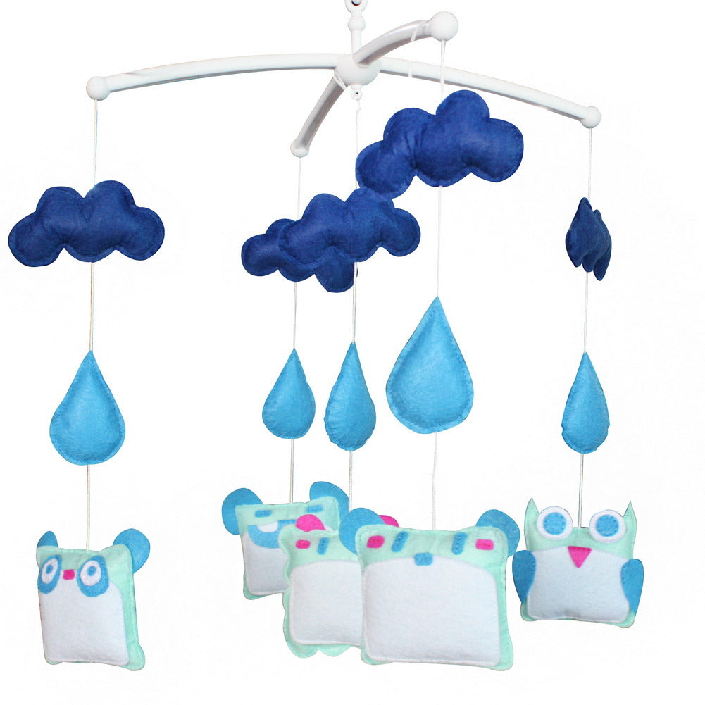 (Copy) Blue Owl Panda Bear Raindrops Handmade Baby Musical Crib Mobile Boys Girls Nursery Mobile Hanging Toy