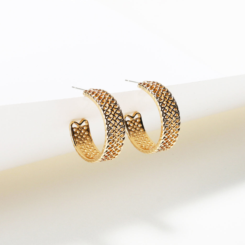 Korean New Geometric C-shaped Earrings Women Gold And Silver Simple Hollow