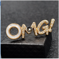 Amazon Crown Rhinestone Letter Brooch Female Cute Japanese Ins Trendy Gender Pin Collar Button Accessories Wholesale