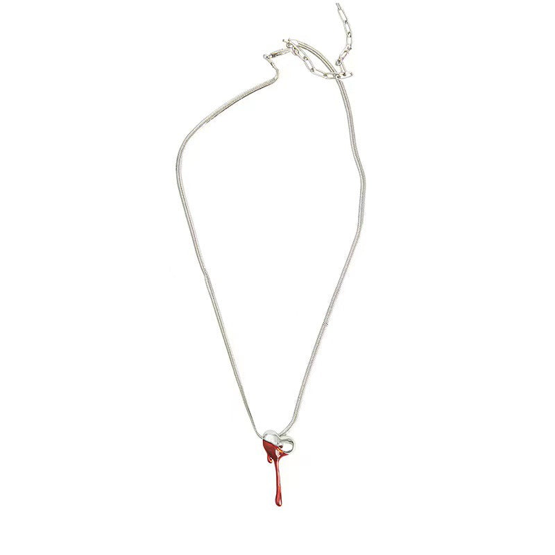 Lava One Arrow Through The Heart Dripping Oil Love Necklace Clavicle Chain
