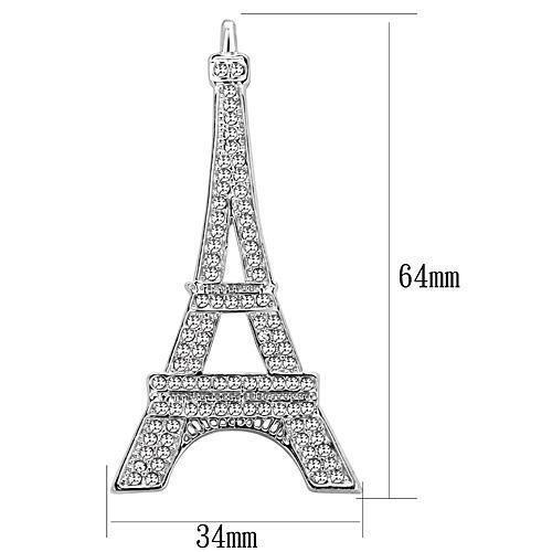 Eiffel Tower pendant with dimensions on a white background