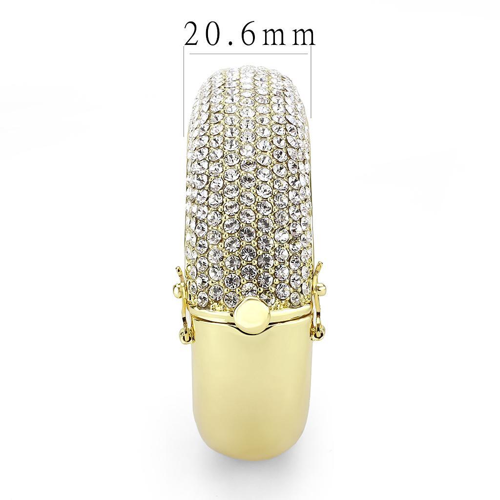 LO4301 - Flash Gold Brass Bangle with Top Grade Crystal  in Clear