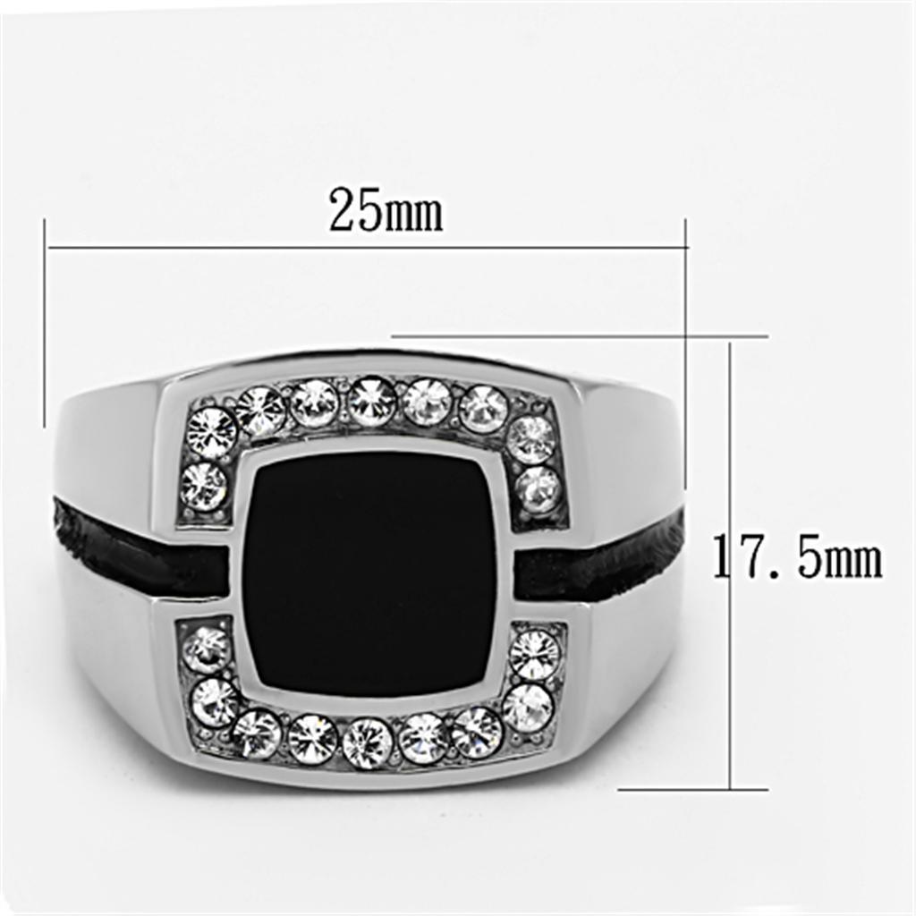 TK1183 - High polished (no plating) Stainless Steel Ring with Top Grade Crystal  in Clear
