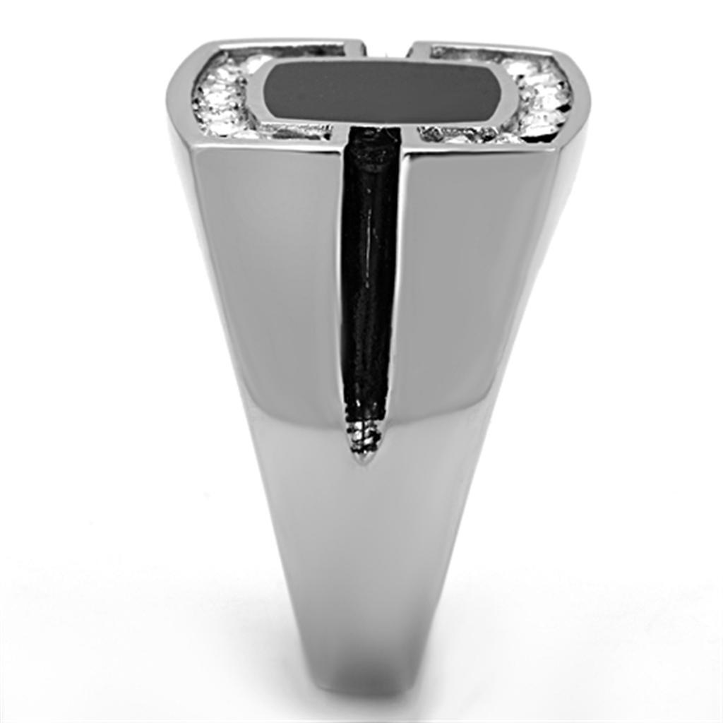 TK1183 - High polished (no plating) Stainless Steel Ring with Top Grade Crystal  in Clear